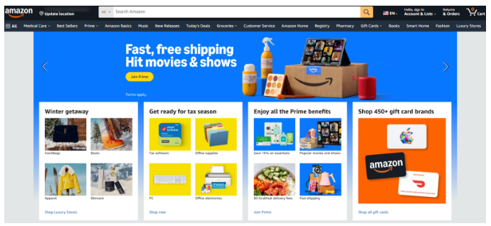 Amazon Website Through A Desktop Browser