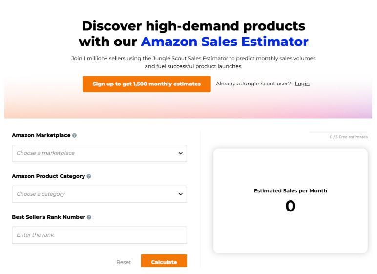 Jungle Scout Free Trial Amazon Sales Estimator Tool