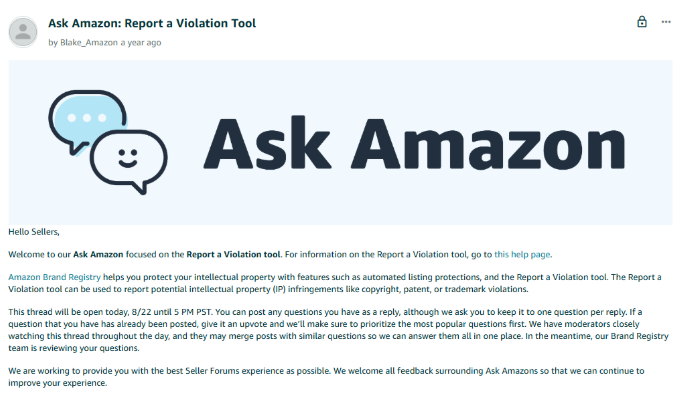 Reporting via Amazon’s Report a Violation Tool